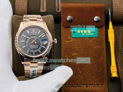 DR Factory Swiss Replica Rolex Oyster Perpetual Sky-Dweller Working Dual Time Zone Watch